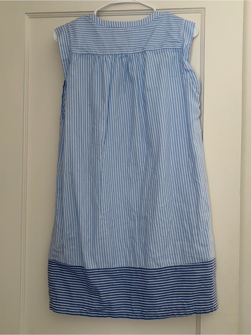 LOFT Blue and White Striped Sleeveless Shift Dress - Picture 2 of 4